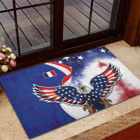 French American Heritage Month Rubber Doormat USA Eagle and France Urban Paris National Flag Style