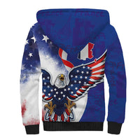 French American Heritage Month Sherpa Hoodie USA Eagle and France Urban Paris National Flag Style