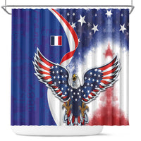 French American Heritage Month Shower Curtain USA Eagle and France Urban Paris National Flag Style