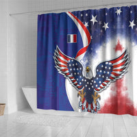 French American Heritage Month Shower Curtain USA Eagle and France Urban Paris National Flag Style