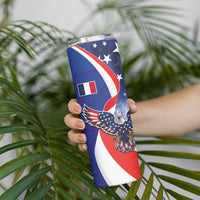 French American Heritage Month Skinny Tumbler USA Eagle and France Urban Paris National Flag Style