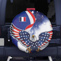 French American Heritage Month Spare Tire Cover USA Eagle and France Urban Paris National Flag Style