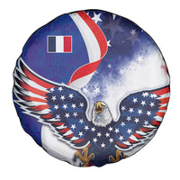 French American Heritage Month Spare Tire Cover USA Eagle and France Urban Paris National Flag Style