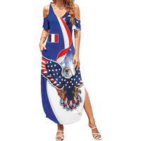 French American Heritage Month Summer Maxi Dress USA Eagle and France Urban Paris National Flag Style