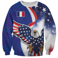 French American Heritage Month Sweatshirt USA Eagle and France Urban Paris National Flag Style