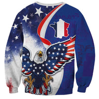 French American Heritage Month Sweatshirt USA Eagle and France Urban Paris National Flag Style