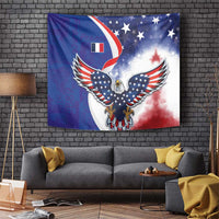 French American Heritage Month Tapestry USA Eagle and France Urban Paris National Flag Style