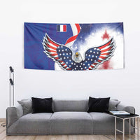 French American Heritage Month Tapestry USA Eagle and France Urban Paris National Flag Style