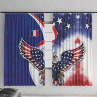 French American Heritage Month Window Curtain USA Eagle and France Urban Paris National Flag Style