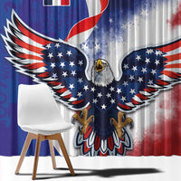 French American Heritage Month Window Curtain USA Eagle and France Urban Paris National Flag Style