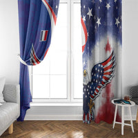 French American Heritage Month Window Curtain USA Eagle and France Urban Paris National Flag Style
