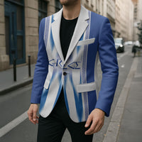 Greece National Football Custom Blazer Greek Key Sporty Style