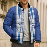 Greece National Football Custom Bomber Puffer Jacket Greek Key Sporty Style