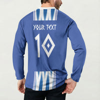 Greece National Football Custom Button Sweatshirt Greek Key Sporty Style
