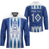 Greece National Football Custom Hockey Jersey Greek Key Sporty Style