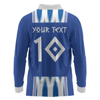 Greece National Football Custom Long Sleeve Polo Shirt Greek Key Sporty Style