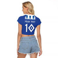 Greece National Football Custom Raglan Cropped T Shirt Greek Key Sporty Style