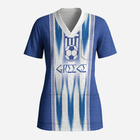 Greece National Football Custom Scrub Top Greek Key Sporty Style