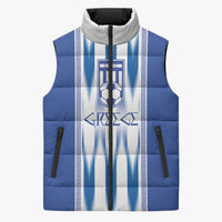 Greece National Football Custom Sleeveless Puffer Jacket Greek Key Sporty Style