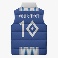 Greece National Football Custom Sleeveless Puffer Jacket Greek Key Sporty Style