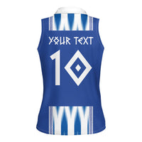 Greece National Football Custom Women Sleeveless Polo Shirt Greek Key Sporty Style