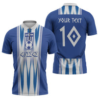 Greece National Football Custom Zipper Polo Shirt Greek Key Sporty Style