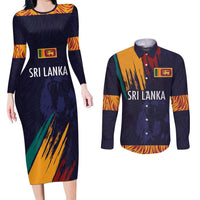 Custom Sri Lanka Cricket The Lions Couples Matching Long Sleeve Bodycon Dress and Long Sleeve Button Shirt