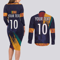 Custom Sri Lanka Cricket The Lions Couples Matching Long Sleeve Bodycon Dress and Long Sleeve Button Shirt