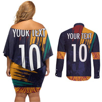 Custom Sri Lanka Cricket The Lions Couples Matching Off Shoulder Short Dress and Long Sleeve Button Shirt