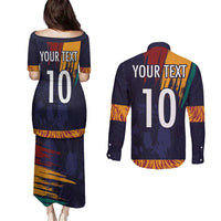 Custom Sri Lanka Cricket The Lions Couples Matching Puletasi and Long Sleeve Button Shirt