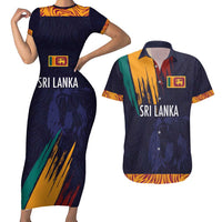 Custom Sri Lanka Cricket The Lions Couples Matching Short Sleeve Bodycon Dress and Hawaiian Shirt