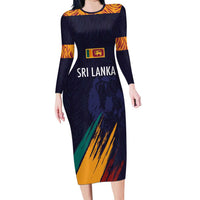 Custom Sri Lanka Cricket The Lions Family Matching Long Sleeve Bodycon Dress and Hawaiian Shirt