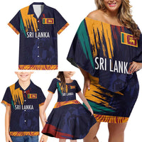 Custom Sri Lanka Cricket The Lions Family Matching Off Shoulder Short Dress and Hawaiian Shirt