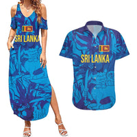 Custom Sri Lanka Cricket Royal Blue Warrior Couples Matching Summer Maxi Dress and Hawaiian Shirt