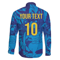 Custom Sri Lanka Cricket Royal Blue Warrior Family Matching Mermaid Dress and Hawaiian Shirt