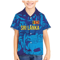 Custom Sri Lanka Cricket Royal Blue Warrior Family Matching Mermaid Dress and Hawaiian Shirt