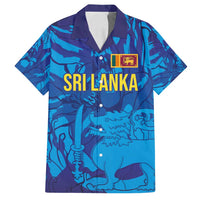 Custom Sri Lanka Cricket Royal Blue Warrior Family Matching Off Shoulder Maxi Dress and Hawaiian Shirt