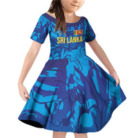 Custom Sri Lanka Cricket Royal Blue Warrior Family Matching Off Shoulder Short Dress and Hawaiian Shirt