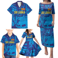 Custom Sri Lanka Cricket Royal Blue Warrior Family Matching Puletasi and Hawaiian Shirt