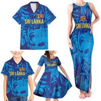 Custom Sri Lanka Cricket Royal Blue Warrior Family Matching Tank Maxi Dress and Hawaiian Shirt