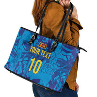 Custom Sri Lanka Cricket Royal Blue Warrior Leather Tote Bag