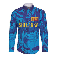 Custom Sri Lanka Cricket Royal Blue Warrior Long Sleeve Button Shirt