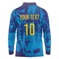Custom Sri Lanka Cricket Royal Blue Warrior Long Sleeve Polo Shirt