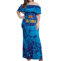 Custom Sri Lanka Cricket Royal Blue Warrior Off Shoulder Maxi Dress