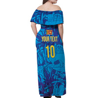 Custom Sri Lanka Cricket Royal Blue Warrior Off Shoulder Maxi Dress