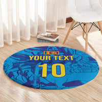Custom Sri Lanka Cricket Royal Blue Warrior Round Carpet