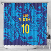 Custom Sri Lanka Cricket Royal Blue Warrior Shower Curtain