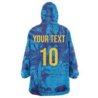 Custom Sri Lanka Cricket Royal Blue Warrior Wearable Blanket Hoodie