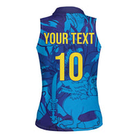 Custom Sri Lanka Cricket Royal Blue Warrior Women Sleeveless Polo Shirt