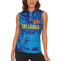 Custom Sri Lanka Cricket Royal Blue Warrior Women Sleeveless Polo Shirt